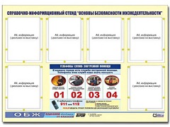 Стенд информационный "Основы безопасности жизнедеятельности" (80*110, 6 карманов) - fgospostavki.ru - Минусинск