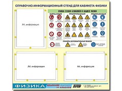 Стенд информационный "Правила техники безопасности в кабинете физики" (75*70, 3 кармана) - fgospostavki.ru - Минусинск