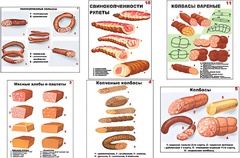 Плакаты ПРОФТЕХ "Ассортимент колбасной и мясной продукции" (11 пл, винил, 70х100) - fgospostavki.ru - Минусинск